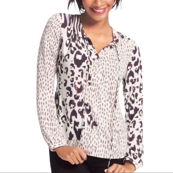 CAbi Tops - CAbi Skin Safari Animal Print Faux Wrap Blouse Size Medium Style 509 Long Sleeve